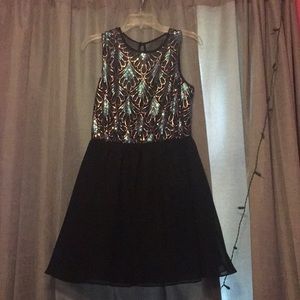 Rose gold and blue shirt formal dress